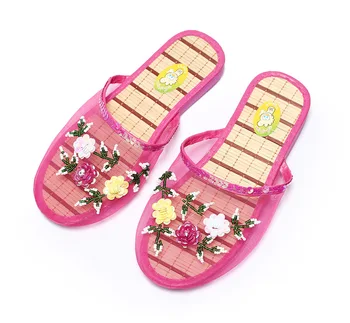 Casă De Vară Pentru Femei Papuci Sandale Cu Paiete, Flori Flip Flop Ochiurilor De Plasă Respirabil Interior Papuci De Casa Pantofi De Moda Tobogane De Încălțăminte