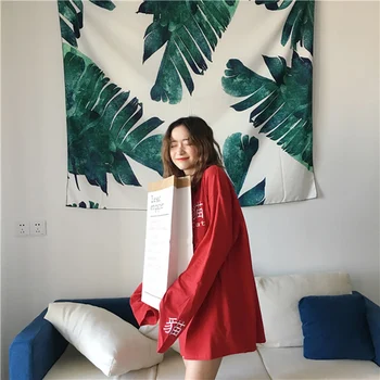 Cat de Imprimare Broderie Supradimensionate Cămașă cu Mâneci Lungi T-shirt Femei coreene Harajuku Litere Liber tricou tricou estetice coreeană