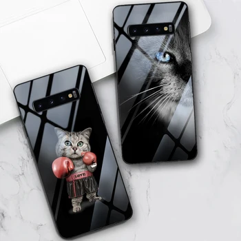 Cat Delfin Caz Pentru Samsung Galaxy S10 S9 S8 S7 S10e S20 Ultra A51 A71 A50 A40 A20E A70 A30 Nota 20 10 9 8 Plus Sticla