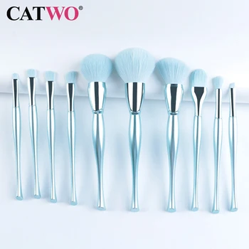 CATWO 10buc Set de Pensule Machiaj Profesional Cosmetice Perie de Frumusete Truse de scule Pentru Fundație Pudra de Sprâncene de Buze Fard de Ochi Fierbinte