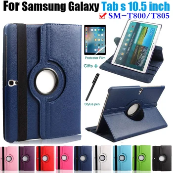 Caz acoperire Pentru Samsung Galaxy Tab S 10.5 SM-T800 T800 SM-T805 T805 File de 10.5 inch de 360 de Rotație Flip Piele PU Caz Comprimat de Sticlă