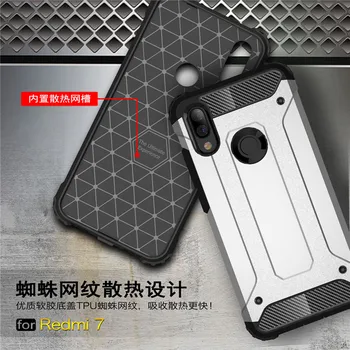 Caz de telefon Pentru Xiaomi Redmi 7 Capac Anti-cioc Moale din Silicon + Plastic Greu de Caz Pentru Xiaomi Redmi 7 Antișoc Funda Pentru Redmi 7
