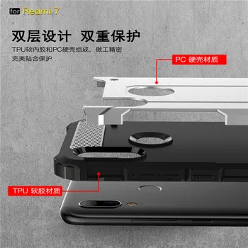 Caz de telefon Pentru Xiaomi Redmi 7 Capac Anti-cioc Moale din Silicon + Plastic Greu de Caz Pentru Xiaomi Redmi 7 Antișoc Funda Pentru Redmi 7
