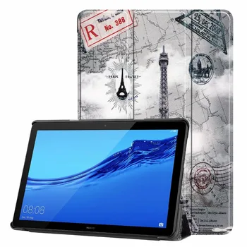 Caz pentru Huawei MediaPad T5 10 Cazuri Ultra Slim din Piele PU de Acoperire pentru MediaPad T5 AGS2-W09/L09/L03/W19 10' Imprimate caz Funda+PEN