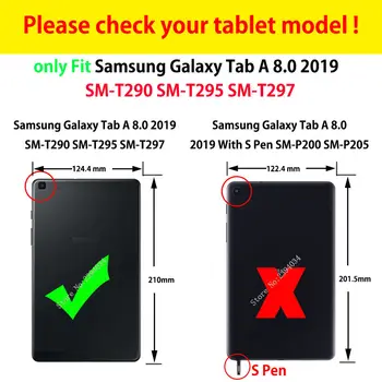 Caz Pentru samsung galaxy tab a 8.0 2019 SM-T290 SM-T295 T295 T297 Acoperi Funda Tableta Moda fluture Stand Piele Shell +Cadou