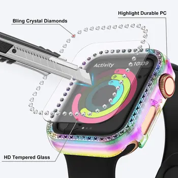 Cazuri pentru apple watch se 6 40mm 44mm caz seria 5 4 HD Temperat Pahar Ecran Protector + Lucios PC-ul Bara de protecție pentru iwatch 3 Spoiler