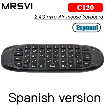 Cea mai bună calitate C120 Mini Tastatura Wireless 2.4 ghz spaniolă Mouse-ul de Aer cu Touchpad Remote Control Android TV Box