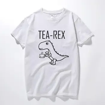 Ceai rex mens t shirt glumă amuzant joc de cuvinte dinozaur jurassic bea cafea noutate cadou Bumbac cu maneci scurte t-shirt top de vară camisetas