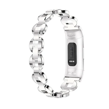 Ceas Benzi pentru Fitbit Charge 3 Smart watch Band Metalice din Otel Inoxidabil Curea de mână pentru Femei Bijuterii Brățară pentru Taxa de 3 Curele