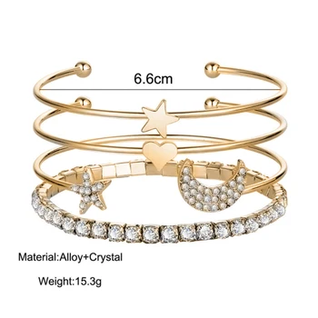 Ceas Bratara Set de Bijuterii pentru Femei Cuarț Ceas din Oțel Inoxidabil Curea Ceas Star Luna Bratara Set de Accesorii pentru Fete
