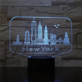 Ceas de Bază New York Clădiri Celebre Usb 3d Led Lumina de Noapte Oraș Atmosfera Lampa Decor RGB Copii Cadouri pentru Copii Noptiera Neon