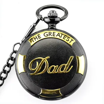 Ceas de buzunar Negru$de Aur Cel Mai bun TATĂ Cuarț Ceas de Buzunar Cu Ceas Curea Lanț de Crăciun Ceas Cadou pentru Tata