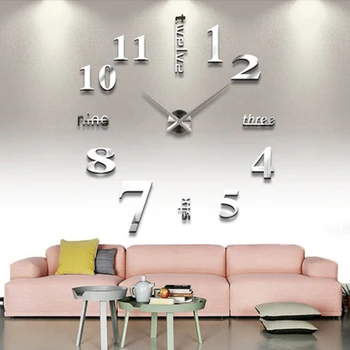 Ceas de perete Ceas Ceasuri 3D DIY Oglindă Autocolante Camera de zi Europa de Perete Stil Home Decor Agățat de Ceas Picătură de Transport maritim