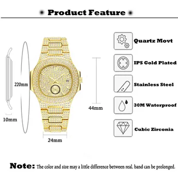 Ceas Patek Brand de Lux Mens Cuarț Ceas de Platină Placate cu Ceas Sport Hardlex rezistent la apa 30M din Oțel Inoxidabil Ceas de mână de sex Masculin