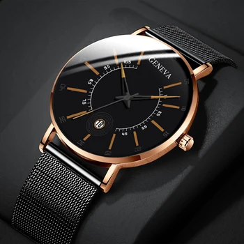 Ceasuri barbati 2020 Moda de Lux Mens de Afaceri Ceas Ultra Subțire Subțire Plasă din Oțel Inoxidabil Curea Cuarț Încheietura Ceas reloj hombre