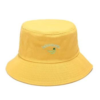 Cel mai bine vandut Banane broderie pescar pălărie pentru bărbați și femei în aer liber protecție solară găleată pălărie de soare copii căciuli