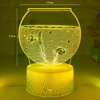 Cele mai noi 3d Led Lumina de Noapte Creative Rezervor de Pește pentru Copii Lampă de Masă Holograma Iluzie Dormitor, Camera de zi 7 Culori Usb Led Lumina Lămpilor