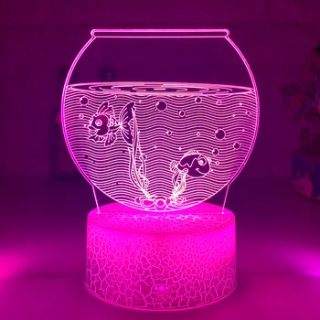 Cele mai noi 3d Led Lumina de Noapte Creative Rezervor de Pește pentru Copii Lampă de Masă Holograma Iluzie Dormitor, Camera de zi 7 Culori Usb Led Lumina Lămpilor