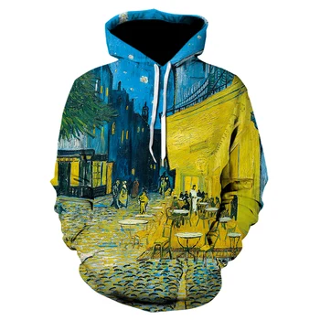 Celebrul Pictor Van Gogh Peisaj 3D de Imprimare Frunze Hanorac Tricou Casual Barbati si Femei Mâneci Lungi