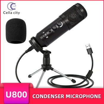 CELLA ORAȘ USB Microfon cu Condensator pentru Laptop Studio de Înregistrare Streaming Karaoke TIKTOK Joc Concurs Live Chat