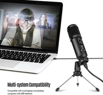 CELLA ORAȘ USB Microfon cu Condensator pentru Laptop Studio de Înregistrare Streaming Karaoke TIKTOK Joc Concurs Live Chat