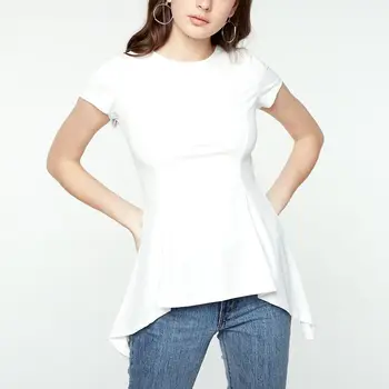 Celmia 2021 Noi Femeile Sexy Peplum Topuri De Moda De Vara Bluze Maneca Scurta Slim Solid Tricouri Casual Top Tunica Plus Dimensiune Blusas