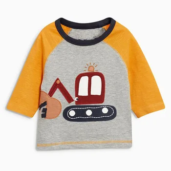 CENKIBEYRA Baieti Maneca Lunga Appliqued Auto Baby Boys T-shirt Sus Maneca Lunga Copii Fete de Îmbrăcăminte Casual, Haine pentru Copii