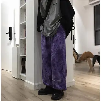 Centura Elastica Vrac Harem Broderie Tie Dye Contrast Jogger Pant Femeile Omul Streetwear Coreean Harajuku Punk, Hip-Hop
