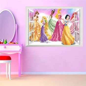 Cenușăreasa, Albă ca Zăpada Printesa Fereastra de Autocolante de Perete Pentru Dormitor Fete Poster Copii Cadou Decor 3d de Artă Murală Diy Acasă Decalcomanii