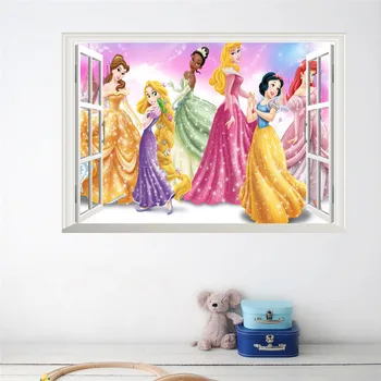 Cenușăreasa, Albă ca Zăpada Printesa Fereastra de Autocolante de Perete Pentru Dormitor Fete Poster Copii Cadou Decor 3d de Artă Murală Diy Acasă Decalcomanii