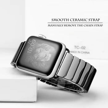 Ceramică Ceas Benzi Pentru Apple Watch 4 5 40/44mm Link Brățară Fluture Catarama Iwatch Seria 3 2 1 38mm 42mm Negru Lucios/Alb