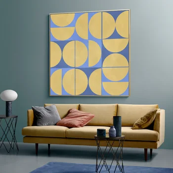 Cercul Abstract Geometric Mat Auriu Albastru Wall Art Print Canvas Tablou Modern Postere Imagini Bedroom Home Decor Interior