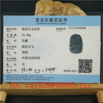 Certificat Chinez Naturale, Negru, Verde, Dragonul de Jad Pandantiv Colier Margele Bijuterii Farmec Obsidian Sculptate Amuleta Cadouri pentru Bărbați
