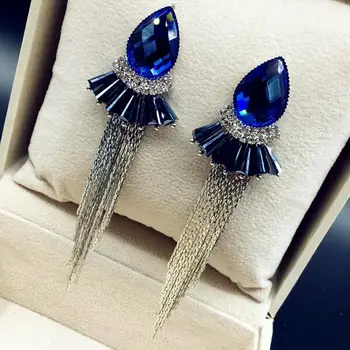Charmcci New Sosire Unic de Cristal Frunze Lung Picătură Cercei Moda Bijuterii Cadouri Pentru Femei en-Gros și cu Amănuntul