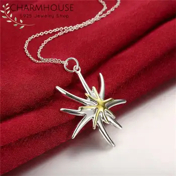 Charmhouse Argint 925 Coliere Pentru Femei Stele Pandantiv Floare & Colier De Link-Ul Lanț Cravată Collier Moda Jewerly