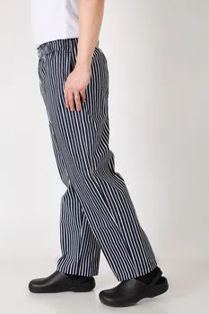 Chef pantaloni zebra cu dungi pantaloni albi respirabil chef îmbrăcăminte specială, scule talie elastic chef de munca pantaloni pentru bărbați și femei