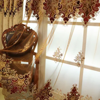 Chenille Jacquard Europene de lux clasic broderie umbra decorative perdele pentru Camera de zi/Dormitor Regal perdele de Aur