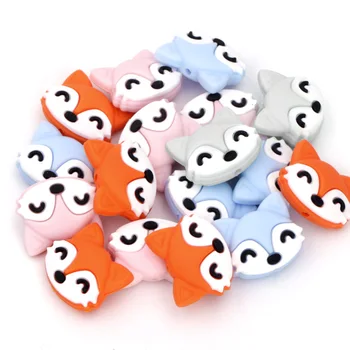 Chenkai 10BUC Fox în Formă de Copil Margele de Silicon Teether Copii Desene animate Pentru Dentitie Baby Nursing Dentiție Colier Suzeta Clipuri