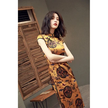 Cheongsam chineză femei Subțire Elegant Fata Sexy Cheongsam Îmbunătățit Qipao Rochie de moda de zi cu Zi Moderne de Mult Cheongsam dressup XL