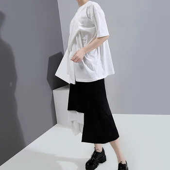 CHICEVER coreean T-shirt Pentru femeie O Gât Scurt Casual cu Maneci Supradimensionate Dantelă-Up de Vara Tricou Femei Haine de Moda Noua 2020