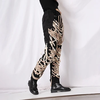 CHICEVER Mozaic Bandaj Pantaloni Pentru Femei Talie Mare Cruce Streetwear-a Lovit Culoarea Asimetrice, Pantaloni Harem 2020 Moda Haine Tide