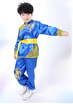 Chineză costum roșu Copii Wushu Tradițional Uniformă Costum pentru Copii kung fu fete haine băiat de dans Băieți Fete de Performanță Stabilite