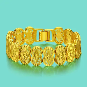 Chineză stil bărbați bijuterii de aur de 24k placat cu aur brățară de design de bună calitate cu aur de culoare lanț de 16mm17.5cm dimensiune cadou