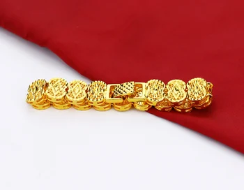 Chineză stil bărbați bijuterii de aur de 24k placat cu aur brățară de design de bună calitate cu aur de culoare lanț de 16mm17.5cm dimensiune cadou