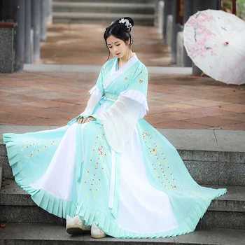 Chineză Traidtional Hanfu Coastume Femei Tang Costum Printesa De Fata Cu Hainele Vechi Zână Cosplay Rochie Broderie Folk Imbracaminte