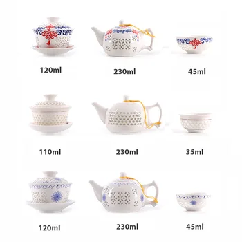Chineză și Albastru-Alb Rafinat Ceainic Ceramic Teawear ceașcă de Ceai din Portelan Chinezesc Kung Fu Set de Ceai Drinkware Gaiwan