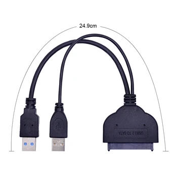 CHIPAL 5Gbps USB 3.0 la 22 Pin SATA 3.0 Adaptor USB3.0 la SATA 22Pin III Cablu cu USB 2.0, Putere de 2.5