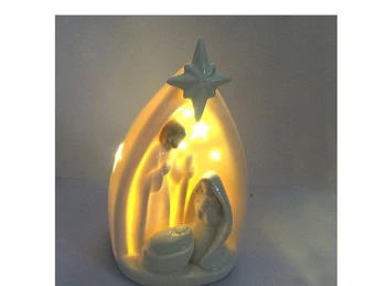 Christian Isus Cadou De Crăciun Cadouri De Ceramică Ornament Copilului Hristos Biserica Catolică Figurine Sfânta Familie Lampă Cu Led-Uri