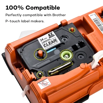 CIDY Alb pe Eticheta Clar Banda P-Touch Compatibil pentru Brother TZ 155 TZe155 tze 155 tz155 tze-155 24mm 8M label maker
