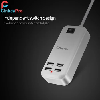 CinkeyPro de 4 Porturi USB Încărcător 5V/3A Adaptor De 1,5 M de Cablu de Încărcare pentru iPhone 7 8 Samsung XiaoMi iPad, Telefon Mobil Universal